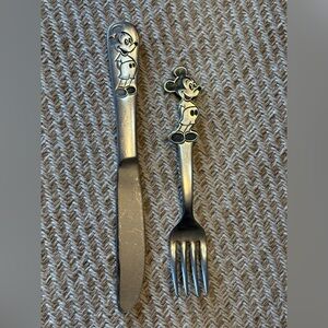 Disney Mickey Mouse Kids Stainless Steel Fork and Knife Set - Silver